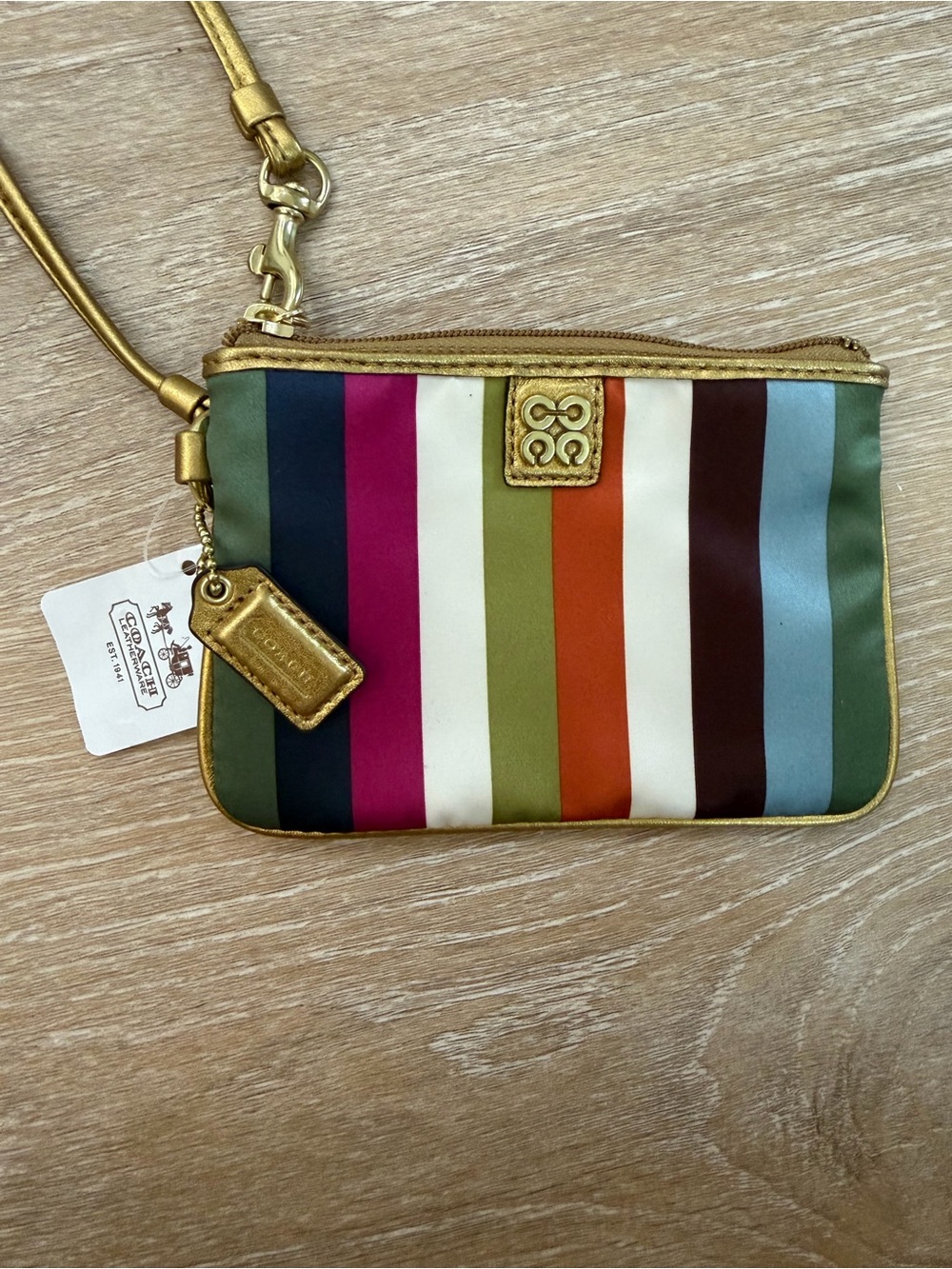 Coach Julia Legacy Stripe Wristlet Wallet Bag Case RARE